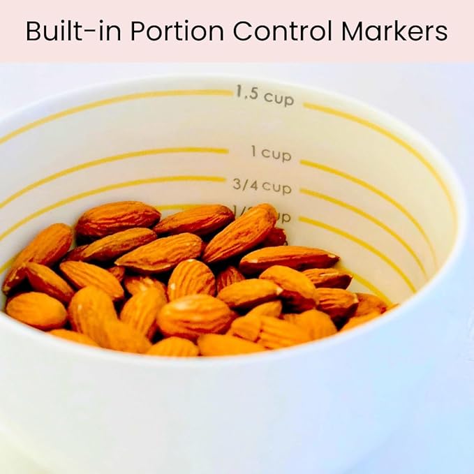 Uba Portion Control Bowl (Porcelain) for Measuring, Bariatric Diet, Diabetes &amp; Healthy Eating (2 Pack)