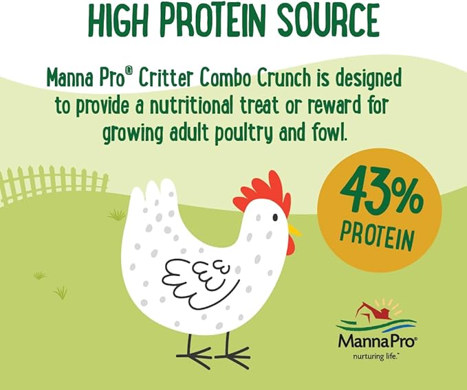 Manna Pro Farmhouse Favorites Critter Combo Crunch Bug Jug – Engaging Poultry Treat – Blend of Black Solider Fly Larvae, Mealworms &amp; Shrimp – Great Source of Protein – Encourages Foraging – 25oz