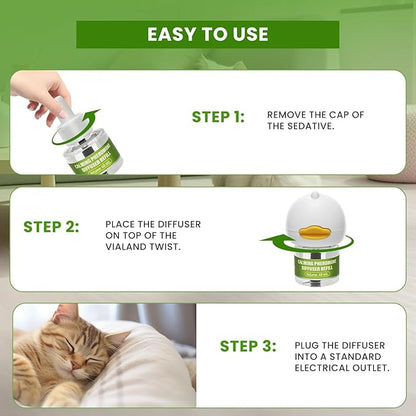 Calming Diffuser Kit for Cat, Cat Pheromone Calming Diffuser Starter Helps Ruduce Anxious, Anti-Stress &amp; Comforts Cats (2 Diffuser + 6 Refills)