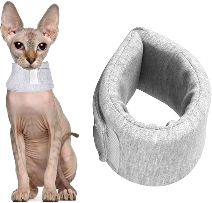 Cat Neck Brace, Breathable &amp; Adjustable Cone Collar After Surgery Recovery Anti-Scratch Anti-Lick Protection, Cat Cone Collar for Small Medium Dogs Puppies Kittens (Grey, S)