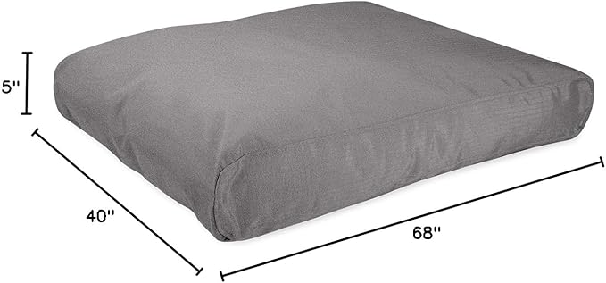 K9 Ballistics Tough Rectangle Pillow XXL Extra Large Dog Bed - Removable Cover, Washable, Durable &amp; Water Resistant Dog Bed Made for Big Dogs 68" x40 Light Gray Velvet