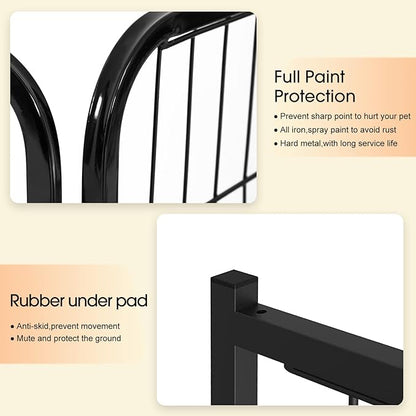 BestPet Dog Playpen Indoor 24 inch 8 Panels Metal Dog Pen Pet Dog Fence Outdoor Exercise Pen with Doors,Pet Puppy Playpen for RV Camping Yard, Black