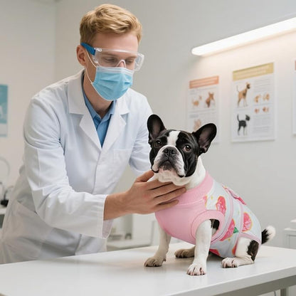 Kuoser Dog Onesie for Surgery Female, Surgical Onesie for Dogs, Female &amp; Male Post-Op Wear, Recovery Suit for Dogs After Surgery Breathable Pet Surgery Suit, Pink XL