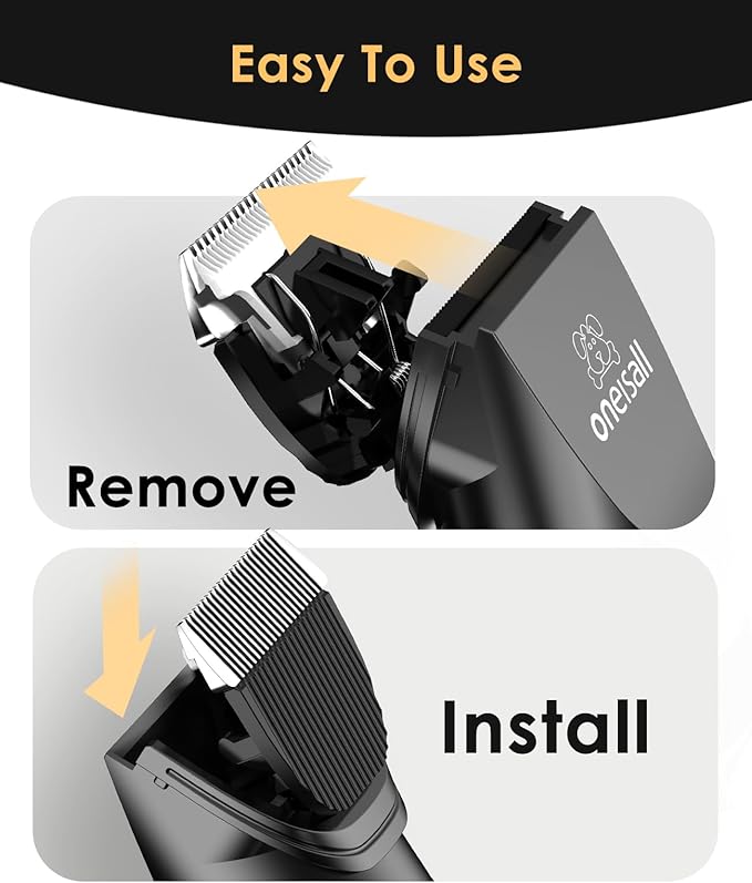 oneisall Quiet Cat Clippers for Matted &amp; Long Hair, 2-Speed Cordless Pet Shaver Grooming Kit for Cats, Small Dogs &amp; Animals (Black)