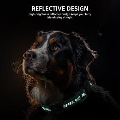 Upgraded AirTag Dog Collar, IP68 Waterproof Air Tag Dog Collar Holder, Reflective, Ultra-Durable, Comfortable Padded, Heavy Duty Dog Collars for Small Medium Large Dogs (M (12.6"-17.1"), Teal)