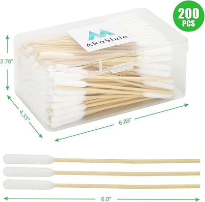 Dog Ear Cleaner Q Tips, 200pcs 6-Inch Long Cotton Swabs for Dogs - Biodegradable Qtips for Ear Cleaning, Infection Treatment, Wax Removal &amp; Pet Care