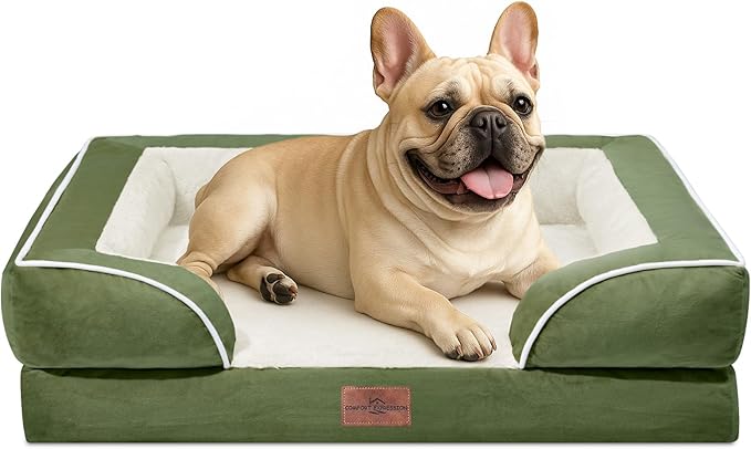 Comfort Expression Small Dog Beds Waterproof Orthopedic Foam Dog Sofa Beds for Medium Dogs Comfy Pet Bed with Washable Removable Cover &amp; Non-Slip Bottom(Small,Light Green)