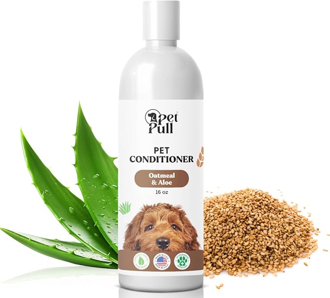 Pet Shampoo and Conditioner for Dogs and Cats - Plant-Based Dog Shampoo Cleanser - Pet Supplies for Pets - Sensitive Skin Dog Wash- Made in The USA (16 oz) (Oatmeal &amp; Aloe, Conditioner)