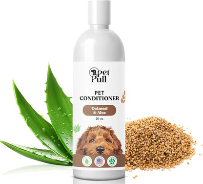 Pet Shampoo and Conditioner for Dogs and Cats - Plant-Based Dog Shampoo Cleanser - Pet Supplies for Pets - Sensitive Skin Dog Wash- Made in The USA (16 oz) (Oatmeal &amp; Aloe, Conditioner)