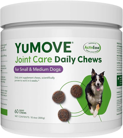 YuMOVE Hip &amp; Joint Supplement for Dogs - With Glucosamine Chondroiton, Green Lipped Mussel , Hyaluronic Acid, and Omega 3 Joint Supplement for Stiffness and Mobility - 60 Chews (Small/Medium Dogs)