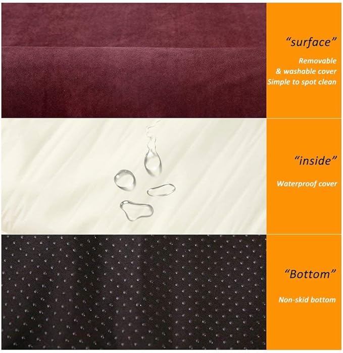 Laifug Orthopedic Memory Foam Extra Large Dog Bed Pillow(50"x36"x10", Chocolate) Durable Water Proof Liner &amp; Removable Washable Cover &amp; Smart Design
