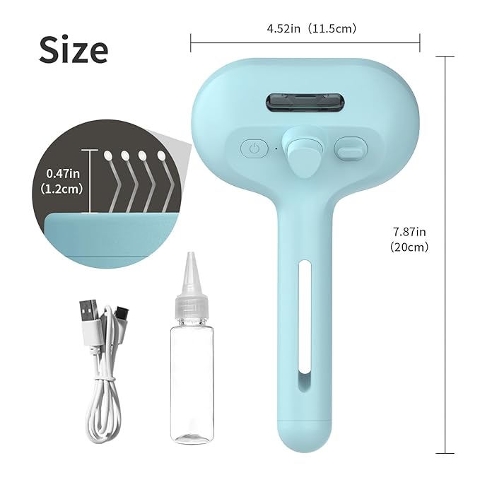 Spray Cat Brush for Shedding, Static &amp; Tangled Hair - Self Cleaning, Long &amp; Short Hair Pets Grooming Brush (Blue)