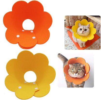 Cute Flower Recovery Collar - Adjustable M Size (2pcs), After Surgery Elizabethan Collar for Kittens, Cats, Puppies &amp; Rabbits