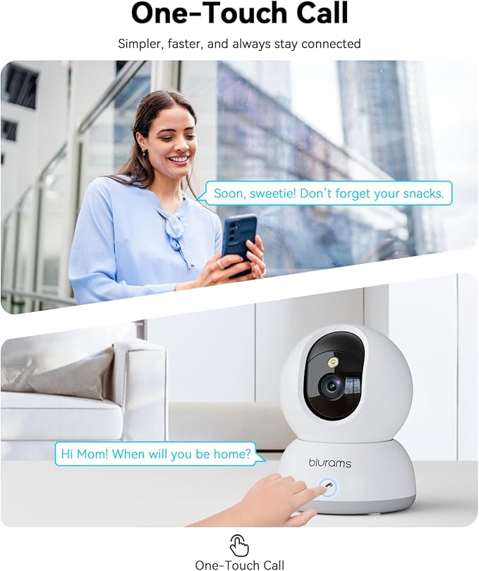 blurams Pet Camera 4K, 8MP Indoor Cameras for Home Security with One-Touch Call, Color Night Vision, Motion Tracking, 5GHz/2.4GHz Wi-Fi, Cloud &amp; SD Card Storage, Wi-Fi 6