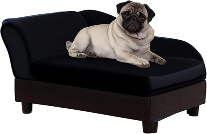 PawHut Luxury Fancy Dog Couch with Hidden Storage, Small Dog Sofa Bed with 2" Soft Foam, Modern Pet Furniture for Puppies &amp; Little Breeds, Black