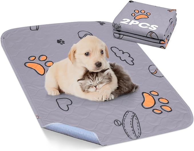 Washable Waterproof Pee Pads for Dogs - 2-Pack Small 18x24 Super Absorbent Reusable Training Pads, Non-Slip &amp; Ideal for Puppies &amp; Dog Playpen, Crate &amp; Potty