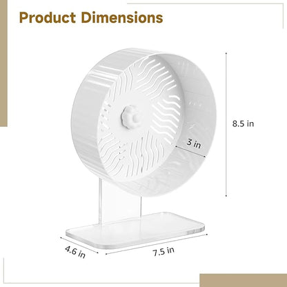 Silent Hamster Wheel, Hamster Exercise Wheel with Adjustable Acrylic Stand, Hamster Exercise Wheel for Gerbil, Syrian &amp; Dwarf, Chinchilla and More Small Animal Hamster Running Wheels (8.2 in)