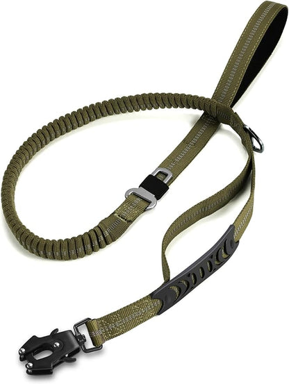 Heavy Duty Dog Leash with 2 Padded Handles &amp; Advanced Easy Metal Clip, 4-6FT Shock Absorbing No Pull Dog Leashes for Medium Large Dogs That Pull (Army Green)