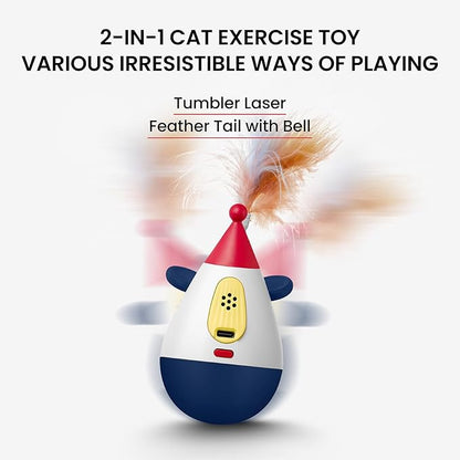 Laser Cat Toys for Indoor Cats, Automatic Interactive Cat Toy, Rechargeable 360° Auto-Spin Self-Balancing Laser Pointer with Catnip Hole &amp; Feather, 3-Speed Random Trajectories for Bored Cats