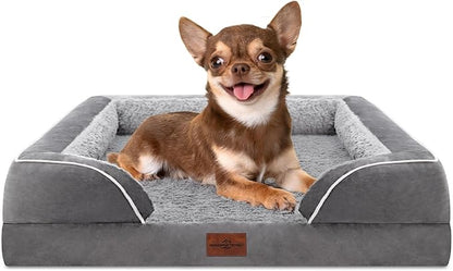 Comfort Expression Small Dog Beds Waterproof Orthopedic Foam Dog Sofa Beds for Small Dogs Comfy Pet Bed with Washable Removable Cover &amp; Non-Slip Bottom(X-Small,Grey)