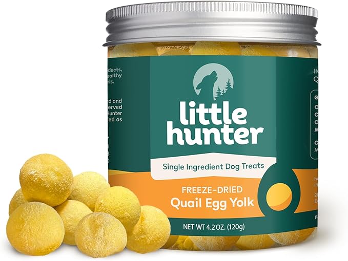 Little Hunter Freeze-Dried Raw Quail Egg Yolk for Dog &amp; Cat Treats | Single-Ingredient High Protein, High Omega-3, Grain &amp; Gluten-Free Training Reward | All Natural, Healthy Pet Treats, 4.2 oz