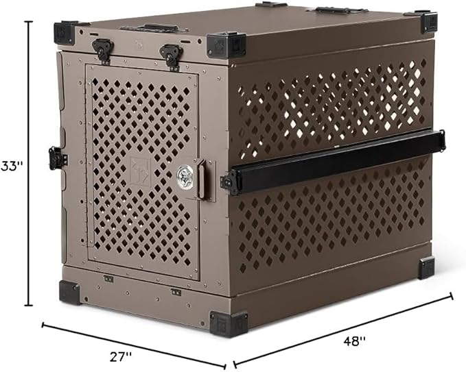 Impact Collapsible Dog Crate - Foldable Hard Crate for XXL Dogs - Heavy Duty Travel Kennel with Powder-Coated Aluminum - Quick Setup for Indoor &amp; Outdoor (Gray, 48" (48" L x 27" W x 33" H))