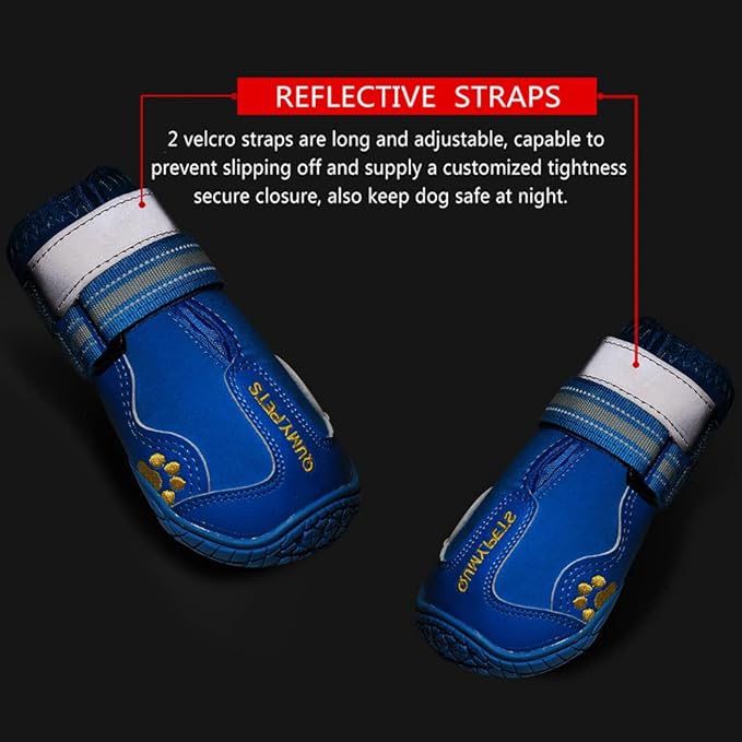 QUMY Dog Shoes for Large Dogs, Medium Dog Boots &amp; Paw Protectors for Winter Snowy Day, Summer Hot Pavement, Water-Resistant in Rainy Weather, Outdoor Walking, Indoor Hardfloors Skid-Resistant Sole