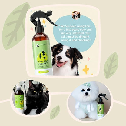 kin+kind Plant-Based Flea &amp; Tick Spray for Dogs and Cats with Lemongrass - Essential for Flea &amp; Tick Treatment - Flea Spray for Dogs and Cats - Pet Supplies 12 fl oz