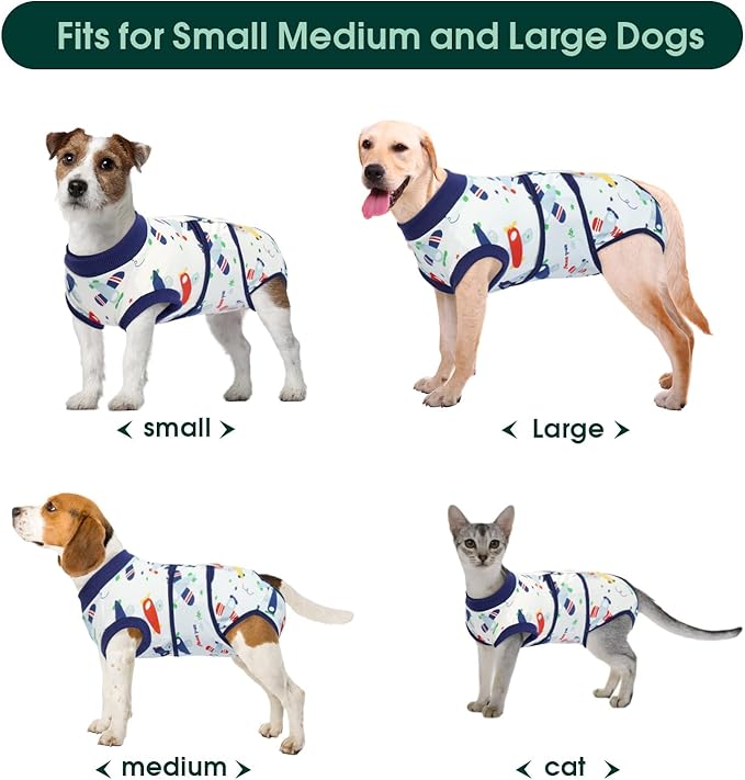 Kuoser Recovery Suit for Dogs Cats After Surgery, Professional Pet Recovery Shirt Dog Abdominal Wounds Bandages, Substitute E-Collar &amp; Cone,Prevent Licking Dog Onesies Pet Surgery Recovery Suit