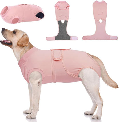 Kuoser Dog Surgery Suit Female Spay, Dog Recovery Suit Male Neuter, Puppy Clothes Onesie for Surgery Anti Licking Abdominal Wounds Pet Surgical Recovery Bodysuit Shirt, Substitute E-Collar &amp; Cone