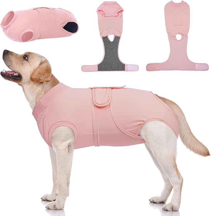 Kuoser Dog Surgery Suit Female Spay, Dog Recovery Suit Male Neuter, Puppy Clothes Onesie for Surgery Anti Licking Abdominal Wounds Pet Surgical Recovery Bodysuit Shirt, Substitute E-Collar &amp; Cone