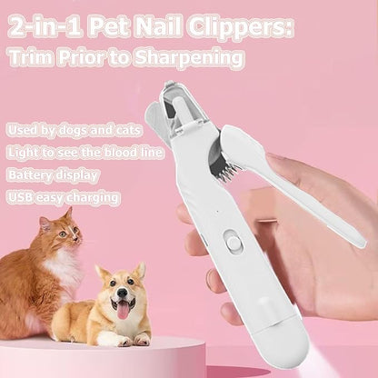 2 In 1 Pet Nail Clipper and Grinder, Professional Electric Rechargeable Pet Nail Fast Trimmer, Painless, Claw Care Grooming, Smoothing, Silent - Shockproof, For Small, Large Dogs &amp; Cats, upgraded