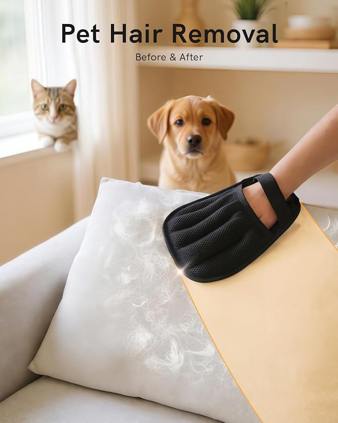 2025 Newly Upgraded Pet Hair Removal Gloves for Cats &amp; Dogs, Electrostatic Grooming Gloves for Pet Hair, Five-Finger Reusable Pet Hair Remover Tool for Clothes, Bed, Couch, Carpet, 1 Pcs