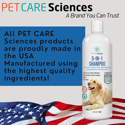 8 floz 5 in 1 Dog Shampoo for Itchy Skin - Sensitive Skin Dog Shampoo for Smelly Dogs - Dog Shampoos &amp; Conditioners - Made in The USA