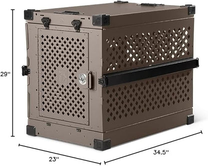 Impact Collapsible Dog Crate - Foldable Hard Crate for Intermediate Dogs - Heavy Duty Travel Kennel with Powder-Coated Aluminum - Quick Setup for Indoor &amp; Outdoor (Gray, 34" (34.5" L x 23" W x 29" H))