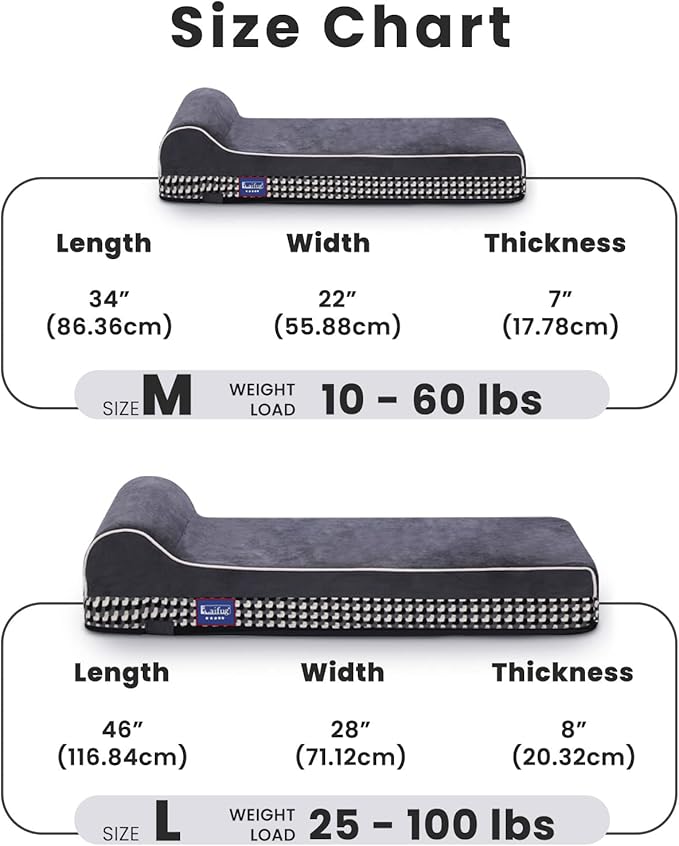 Laifug Orthopedic Memory Foam Extra Large Dog Bed with Pillow and Durable Water Proof Liner &amp; Removable Washable Cover &amp; Smart Design (Large (46"x28"x8"), Black and White Plaid)