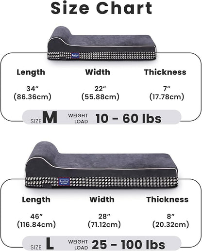 Laifug Orthopedic Memory Foam Extra Large Dog Bed with Pillow and Durable Water Proof Liner &amp; Removable Washable Cover &amp; Smart Design (Large (46"x28"x8"), Black and White Plaid)