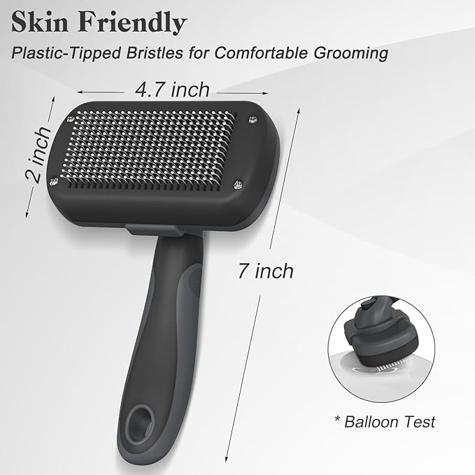Swihauk Self Cleaning Slicker Brush - Skin Friendly for Dogs &amp; Cats, Deshedding Grooming Tool for Shedding Hair, Puppy Brush for Haired Pets