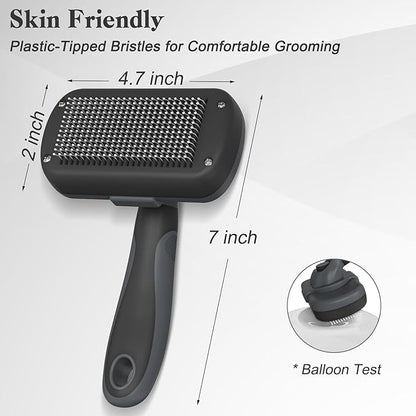 Swihauk Self Cleaning Slicker Brush - Skin Friendly for Dogs &amp; Cats, Deshedding Grooming Tool for Shedding Hair, Puppy Brush for Haired Pets