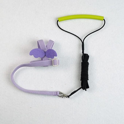 Pet Parrot Bird Harness Leash Adjustable Bird Flying Harness Traction Rope with Cute Wing for Parrots Pigeons Budgerigar Lovebird Cockatiel Mynah Outdoor Training Toy (S, Purple)