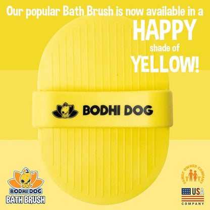 Bodhi Dog Shampoo Brush - Pet Grooming &amp; Bath Supplies for Dogs and Cats - Bath Brush for Long &amp; Short Hair - Premium Scrubber for Shower, Bathing &amp; Massage (One Pack, Yellow)
