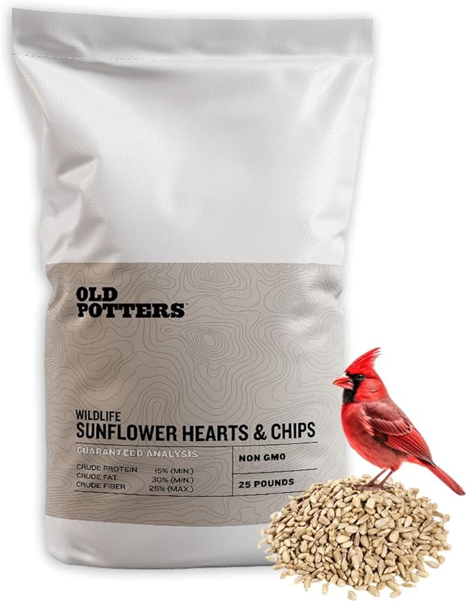 Wildlife Sunflower Hearts &amp; Chips for Bird Feeding and Wildlife Bird attracting, Non-GMO and USA Grown, 25 lbs