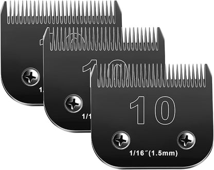 10 Blades Dog Grooming Blades Compatible with Andis/Oster A5/Wahl KM-10 Series Dog Clippers,Detachable Clipper Replacement Blade,Black,Size 10 Blade 1/16" (10