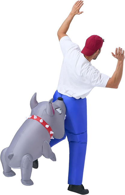 Spooktacular Creations Inflatable Dog Costumes for Adults, Biting By a Bulldog Blow up Outfit for Halloween Themed Parties
