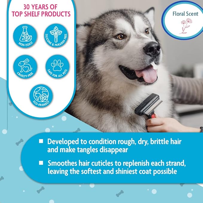 EQyss Premier Pet Conditioner - Moisturizes, Softens, &amp; Conditions Dry Coat &amp; Hair, Detangles &amp; Adds Shine - for all Dogs, Cats, Puppies (128 oz)