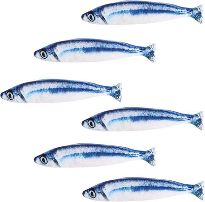Catnip Saury Fish Toys,6pcs Cat Teething Chew Plush Toys for Pet Cat Lovers Relieve Stress Gifts Teething Chew Indoor Outdoor