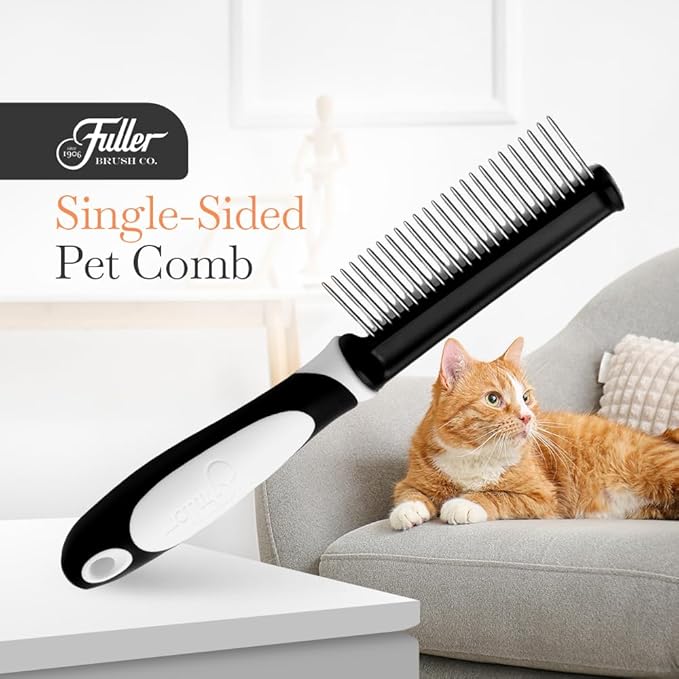 Fuller Brush Single-Sided Pet Comb - 25 Rust-Resistant Stainless Steel Pins - Ergonomic Rubberized Easy Grip Handle - Remove Tangles, Mats &amp; Reduce Loose Hair - Tool for Grooming Dogs &amp; Cats