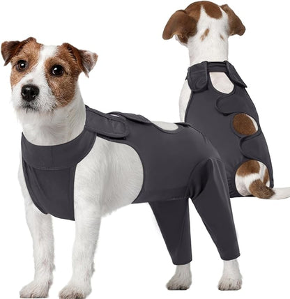 Kuoser Dog Surgery Recovery Suit, Thigh Wound Protective Sleeve for Dogs, Dog Recovery Sleeve for Female Male Dogs, Pet Surgical Suit for Spay Neuter, Dog Onesie After Surgery, Gray M