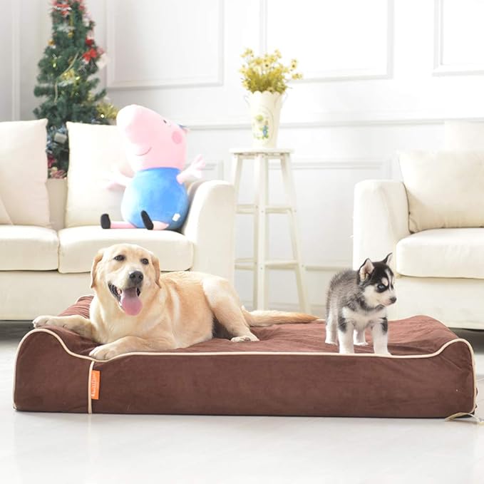 Laifug Orthopedic Memory Foam Extra Large Dog Bed Pillow(50"x36"x10", Chocolate) Durable Water Proof Liner &amp; Removable Washable Cover &amp; Smart Design
