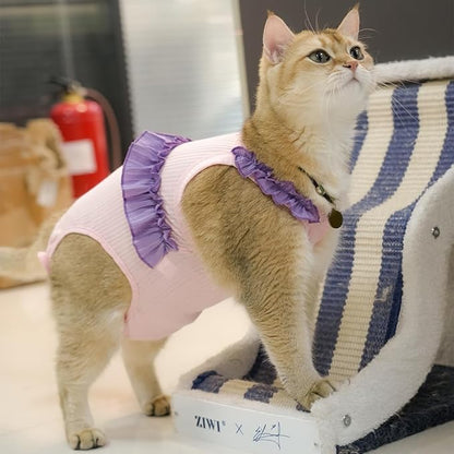 Cat Recovery Suit,Kitten Onesie After Surgery,E-Collar Alternative for Abdominal Wound and Skin Diseases,Soft Breathable Bodysuit After Spay（Pink-m）